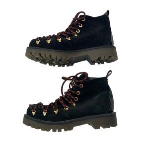 Circus By Sam Edelman Womens Black Suede Lace Up Hiking Style Boots Goth Gothic